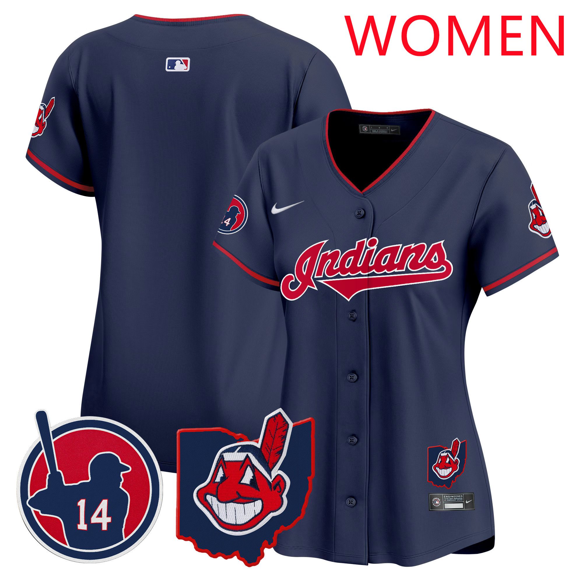 Women Cleveland Indians Blank Drak Blue Nike 2025 Patch Vapor Premier Limited MLB Jersey